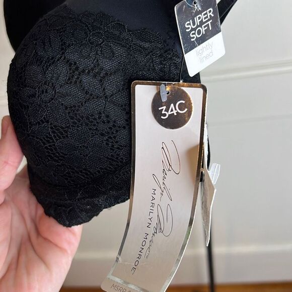 Marilyn Monroe Women's Lightly Lined Lace Underwire Bra Black Size 34C NWT - Picture 4 of 6